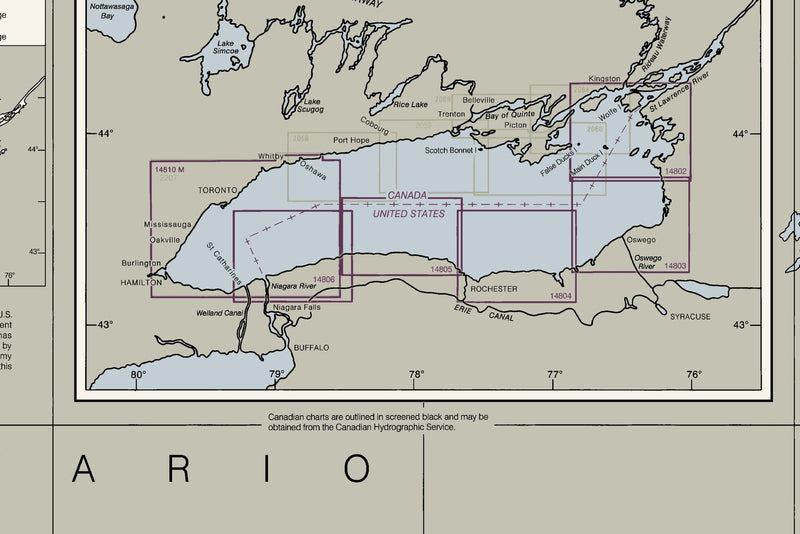Lake Ontario Nautical Chart — print detail 3