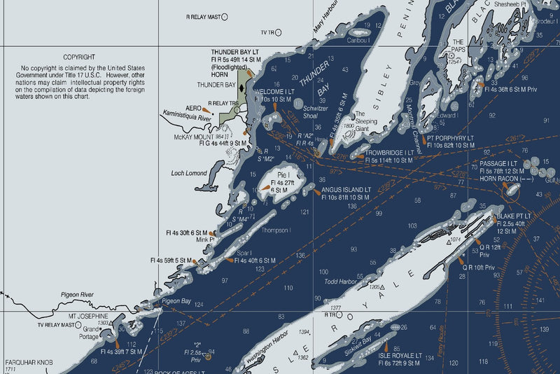 Lake Superior Nautical Chart — Modern Edition — print detail 3