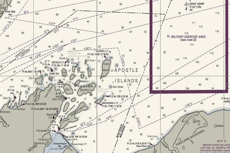 Lake Superior Nautical Chart — print detail 3