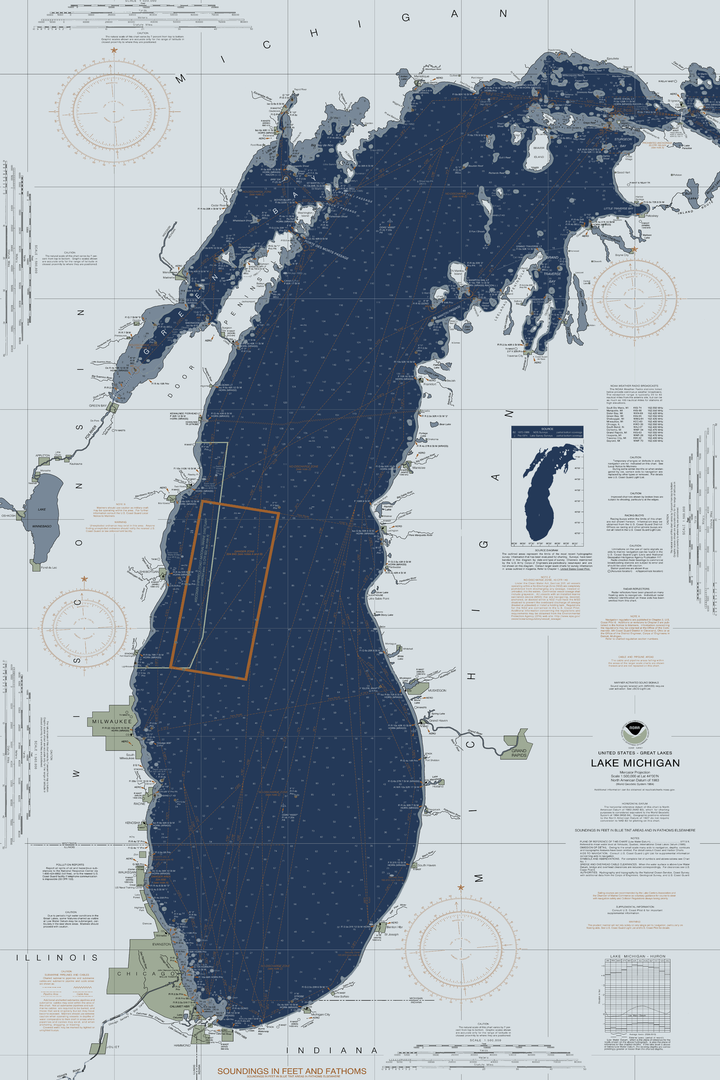 Lake Michigan Nautical Chart — Modern Edition — Modern Edition palette
