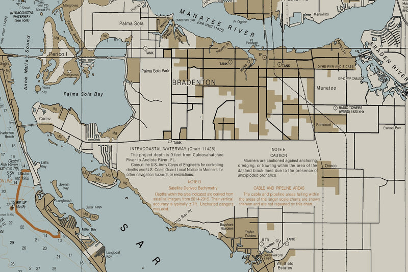 Lemon Bay to Passage Key Inlet Nautical Chart — Heritage Edition — print detail 2