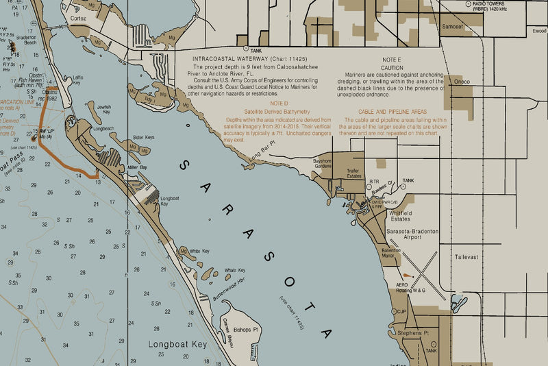 Lemon Bay to Passage Key Inlet Nautical Chart — Heritage Edition — print detail 3