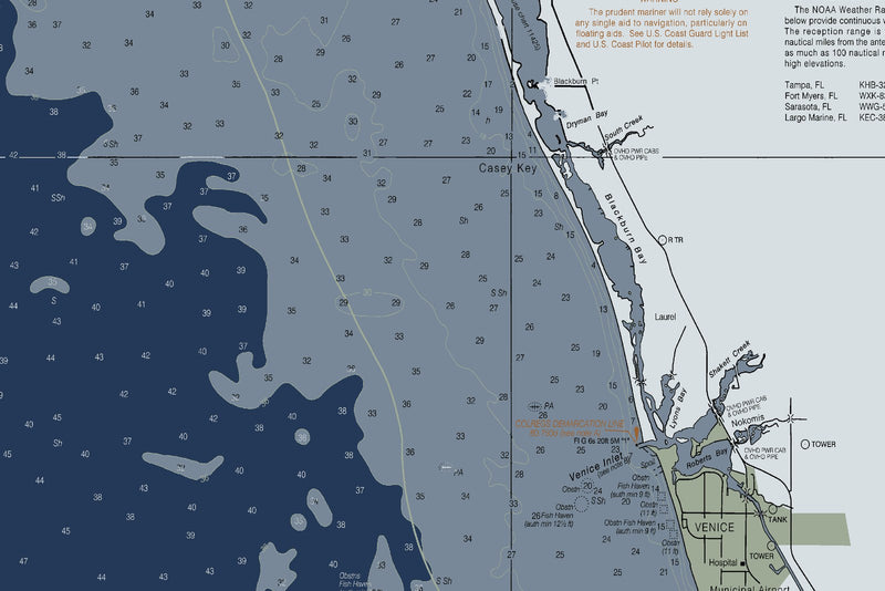 Lemon Bay to Passage Key Inlet Nautical Chart — Modern Edition — print detail 1