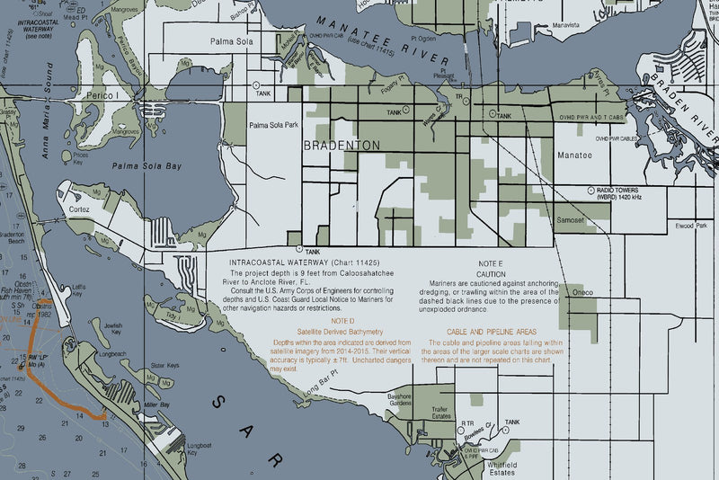 Lemon Bay to Passage Key Inlet Nautical Chart — Modern Edition — print detail 2