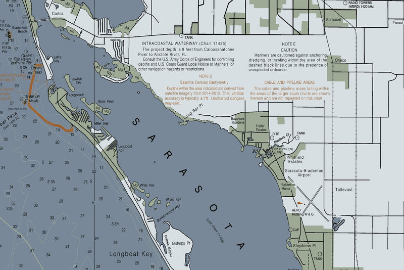 Lemon Bay to Passage Key Inlet Nautical Chart — Modern Edition — print detail 3