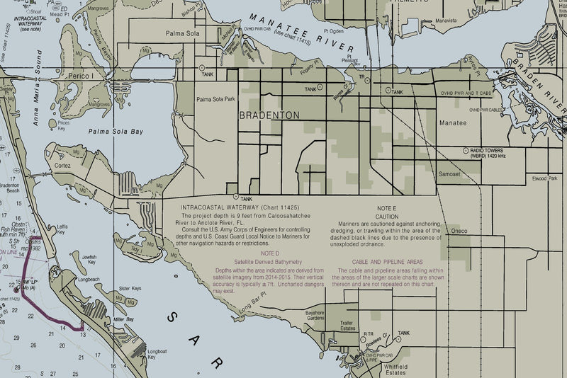 Lemon Bay to Passage Key Inlet Nautical Chart — print detail 2