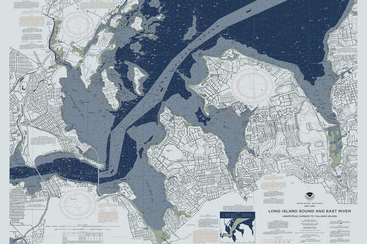 Long Island Sound And East River - Hempstead To Tallman Nautical Chart — Modern Edition — Modern Edition palette