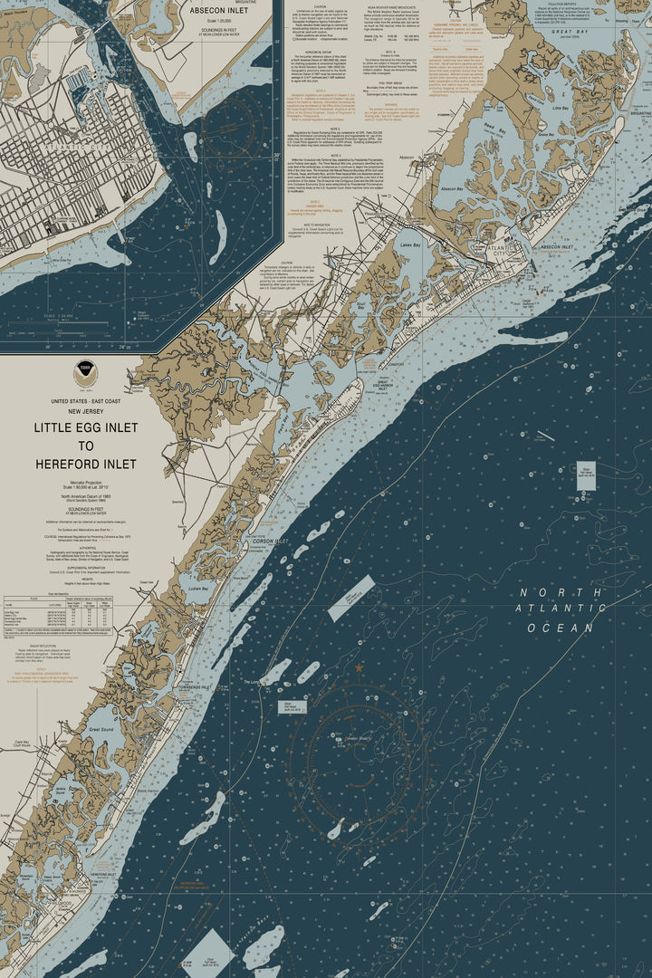 Little Egg Inlet To Hereford Inlet Nautical Chart - Atlantic City - Wildwood — Heritage Edition — Heritage Edition palette