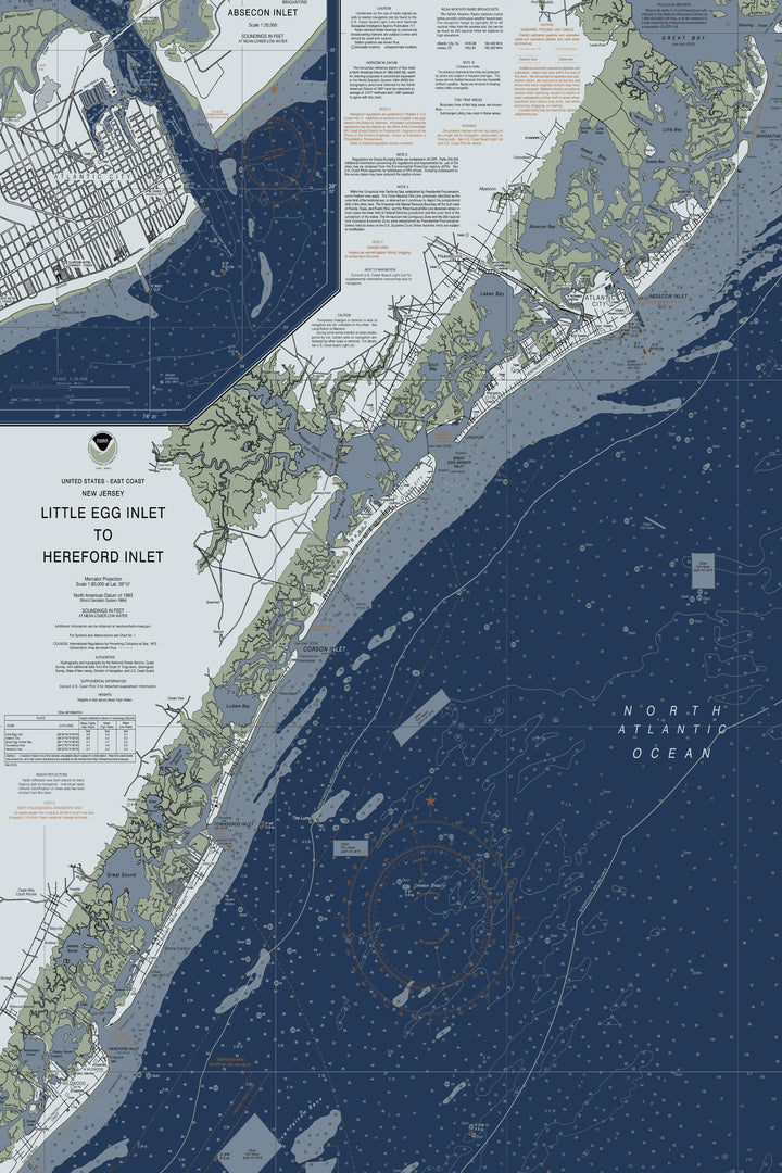 Little Egg Inlet To Hereford Inlet Nautical Chart - Atlantic City - Wildwood — Modern Edition