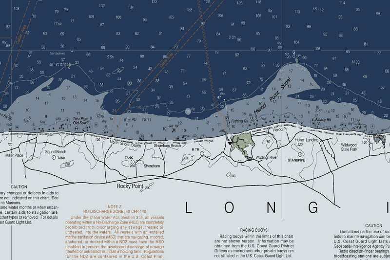 Long Island Sound - Eastern Part Nautical Chart — Modern Edition — print detail 1