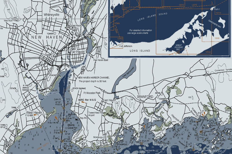 Long Island Sound - Eastern Part Nautical Chart — Modern Edition — print detail 2