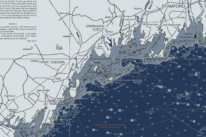 Long Island Sound - Western Part Nautical Chart — Modern Edition — print detail 1