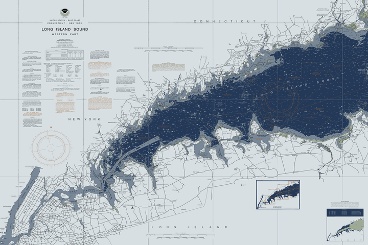 Long Island Sound - Western Part Nautical Chart — Modern Edition — Modern Edition palette