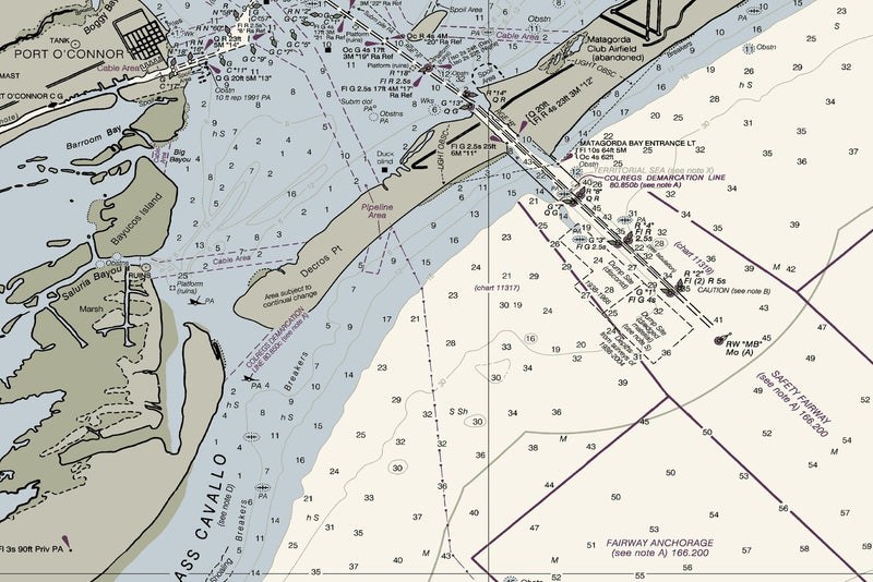 Matagorda Bay And Approaches Nautical Chart — print detail 1