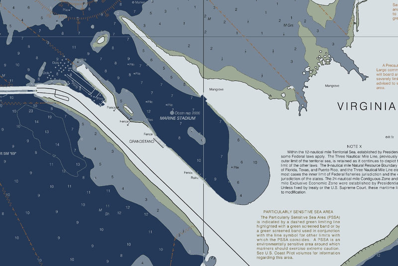 Miami Harbor and Approaches Nautical Chart — Modern Edition — print detail 1