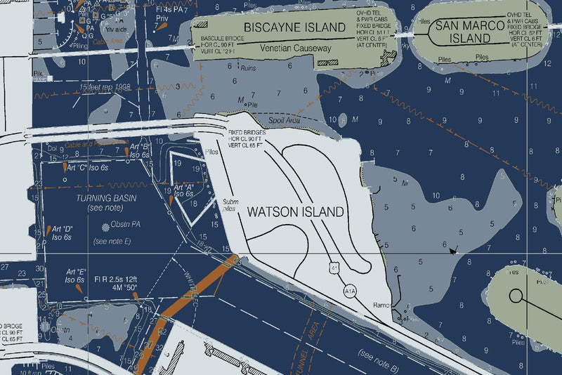 Miami Harbor Nautical Chart — Modern Edition — print detail 2