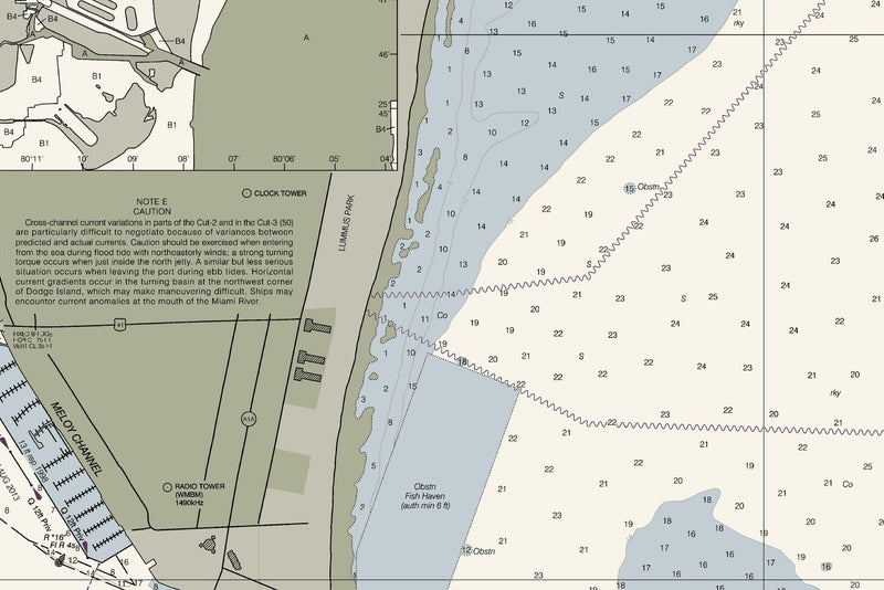 Miami Harbor and Approaches Nautical Chart — print detail 1