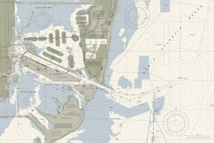 Miami Harbor and Approaches Nautical Chart — Traditional palette