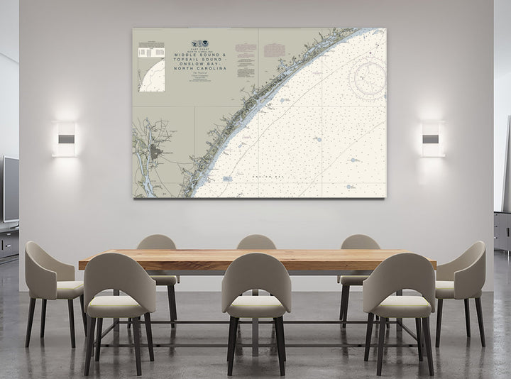 Middle Sound & Topsail Sound - Onslow Bay- North Carolina Nautical Chart — Traditional palette