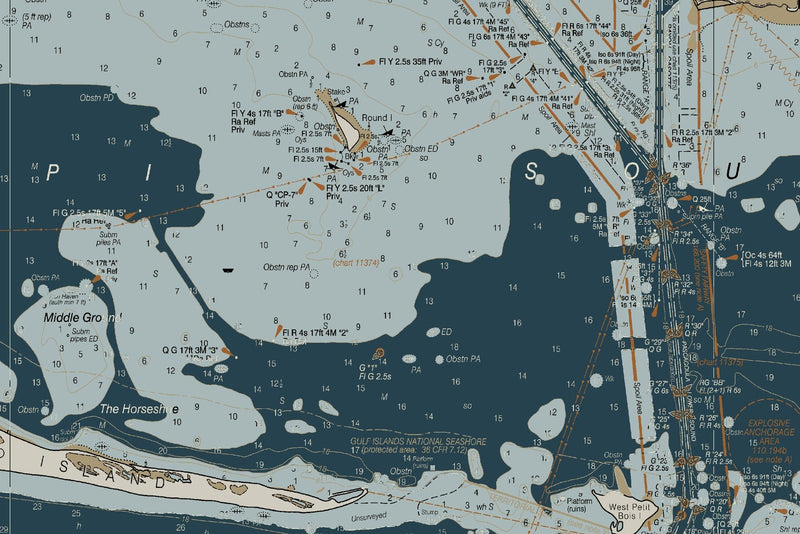Mississippi Sound Nautical Chart — Heritage Edition — print detail 3