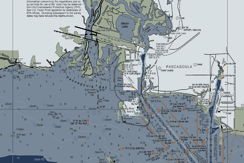 Mississippi Sound Nautical Chart — Modern Edition — print detail 1