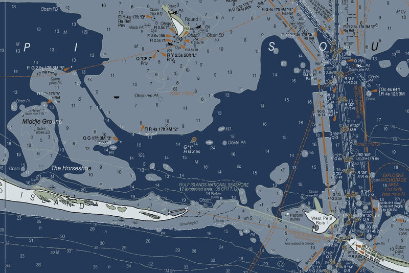 Mississippi Sound Nautical Chart — Modern Edition — print detail 2