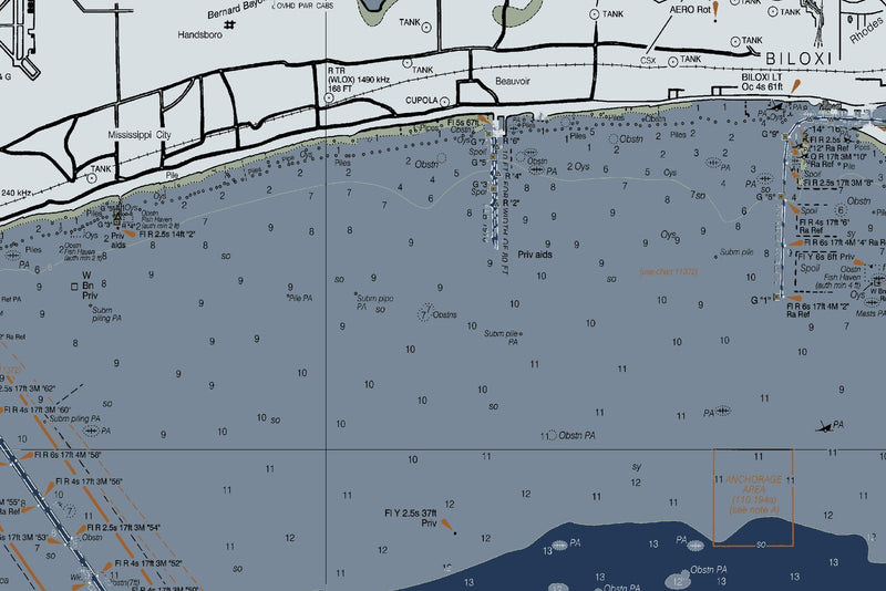 Mississippi Sound Nautical Chart — Modern Edition — print detail 3
