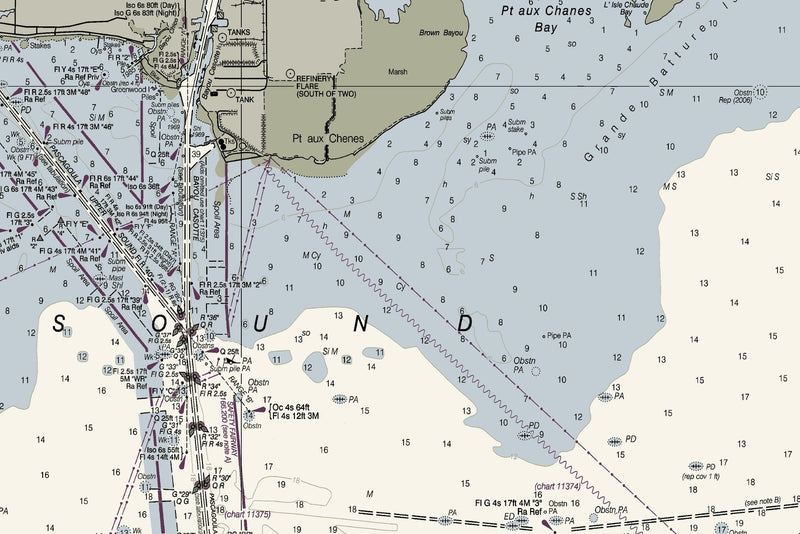 Mississippi Sound Nautical Chart — print detail 1