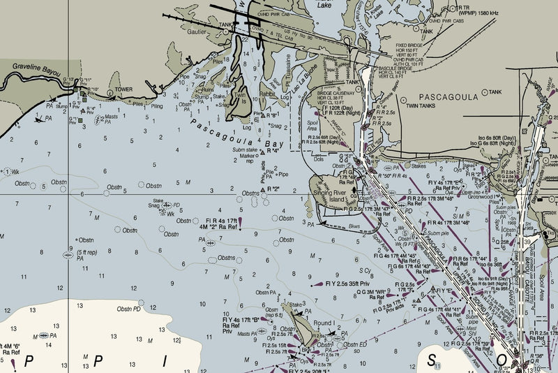 Mississippi Sound Nautical Chart — print detail 2