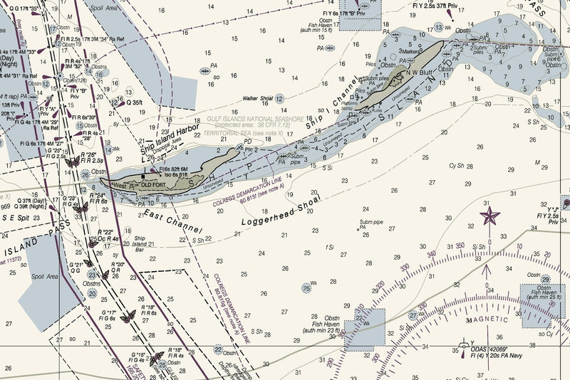 Mississippi Sound Nautical Chart — print detail 3