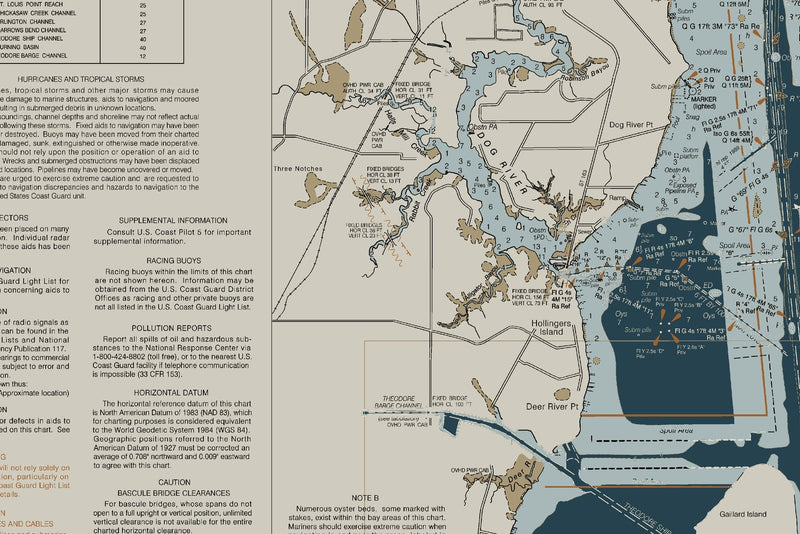 Mobile Bay Nautical Chart — Heritage Edition — print detail 2