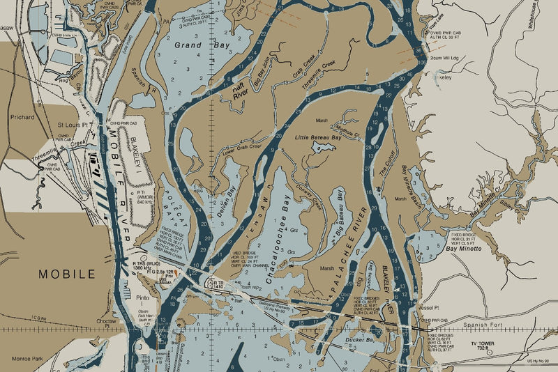 Mobile Bay Nautical Chart — Heritage Edition — print detail 3