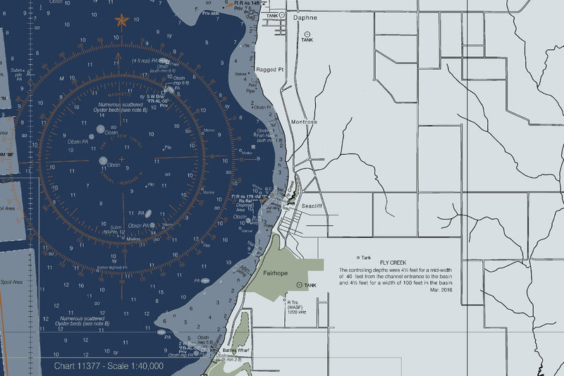 Mobile Bay Nautical Chart — Modern Edition — print detail 1