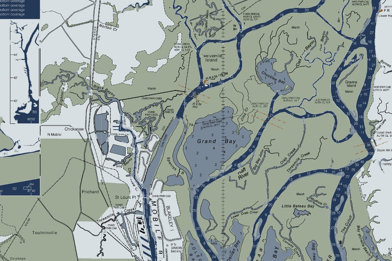 Mobile Bay Nautical Chart — Modern Edition — print detail 2