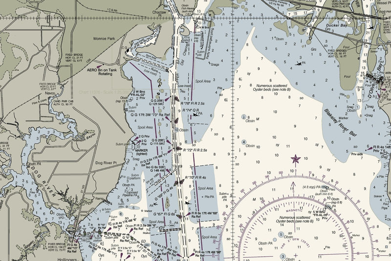 Mobile Bay Nautical Chart — print detail 1
