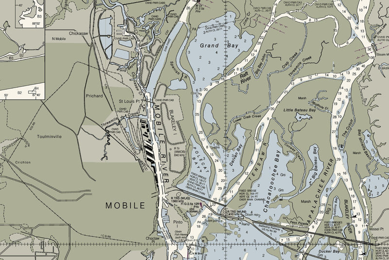 Mobile Bay Nautical Chart — print detail 2