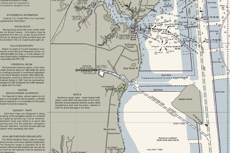 Mobile Bay Nautical Chart — print detail 3