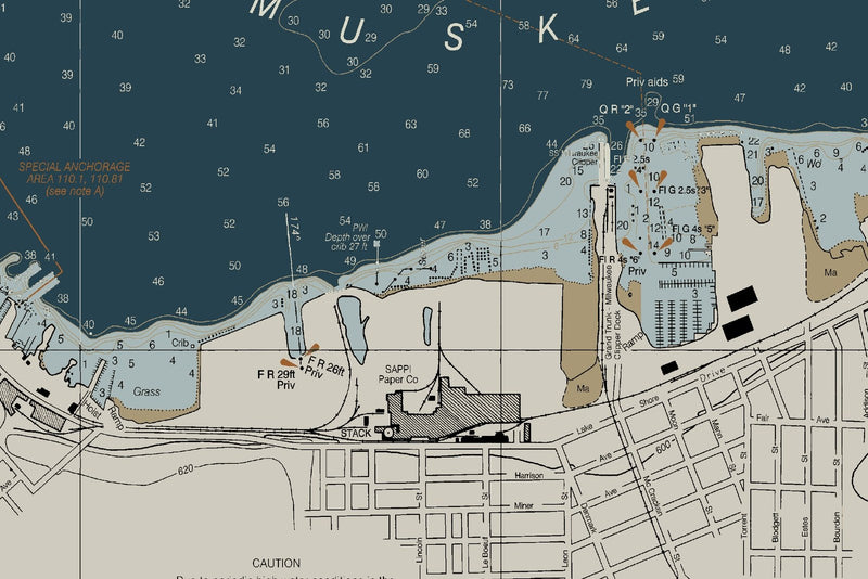 Muskegon Lake, including Muskegon Harbor — Heritage Edition — print detail 1