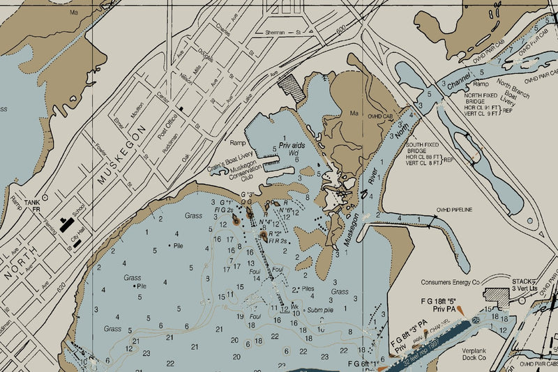 Muskegon Lake, including Muskegon Harbor — Heritage Edition — print detail 3