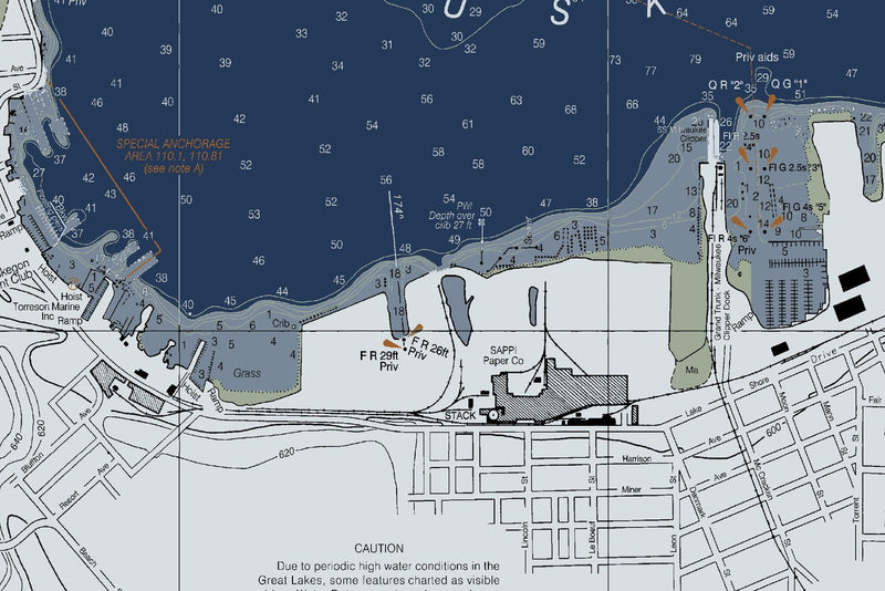 Muskegon Lake, including Muskegon Harbor — Modern Edition — print detail 1