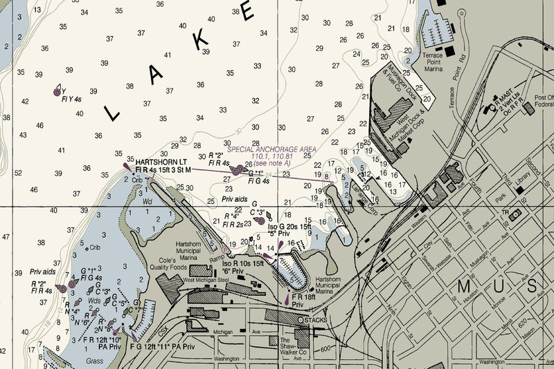 Muskegon Lake, including Muskegon Harbor — print detail 1