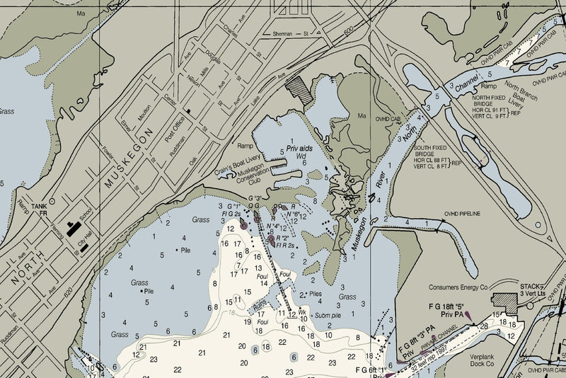 Muskegon Lake, including Muskegon Harbor — print detail 2