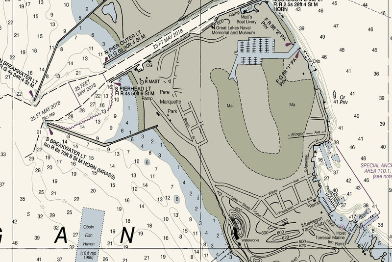 Muskegon Lake, including Muskegon Harbor — print detail 3