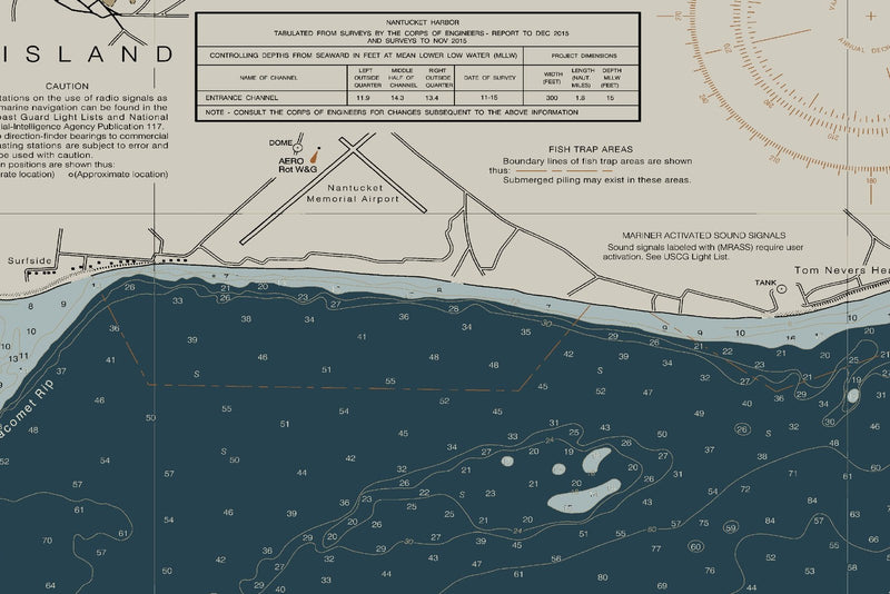 Nantucket Island Nautical Chart — Heritage Edition — print detail 1