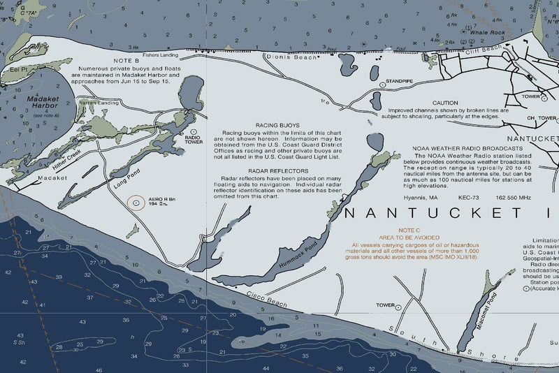 Nantucket Island Nautical Chart — Modern Edition — print detail 3