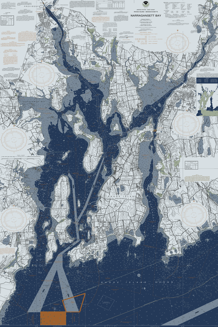 Narragansett Bay Nautical Chart — Modern Edition — Modern Edition palette