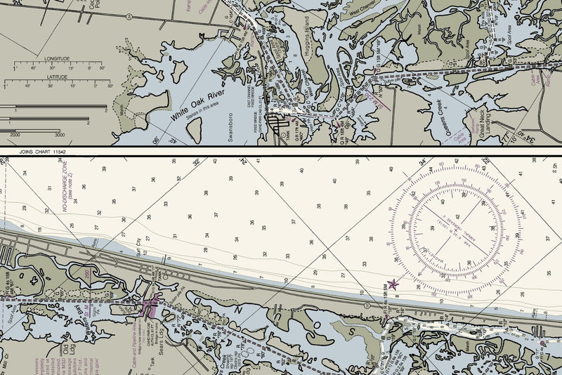 Neuse River and Adams Creek — print detail 3