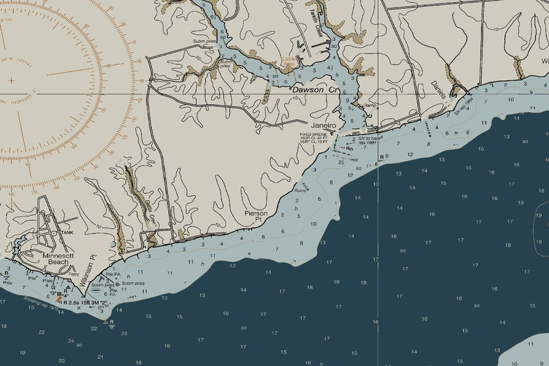 Neuse River New Bern to Minnesott Beach — Heritage Edition — print detail 1