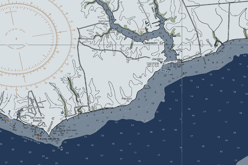 Neuse River New Bern to Minnesott Beach — Modern Edition — print detail 1