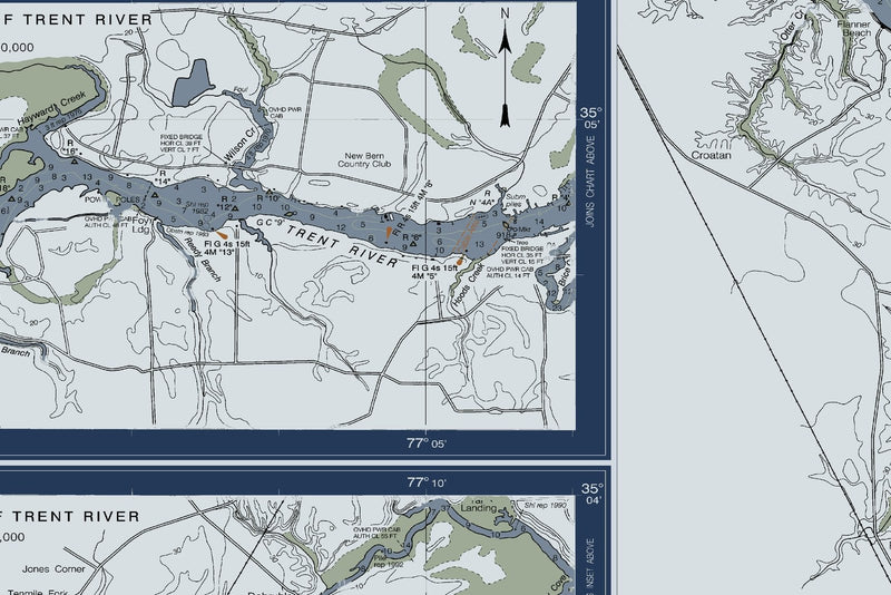 Neuse River New Bern to Minnesott Beach — Modern Edition — print detail 3